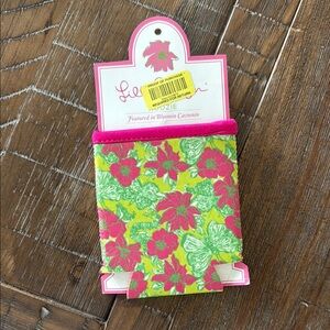 Lilly Pulitzer Pink and Green Floral Koozie in Bloomin Caccoonin, NWT